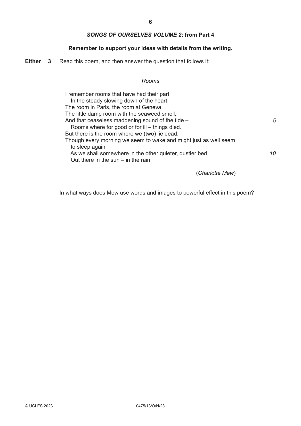 Cambridge IGCSE English - Literature in English 0475 2023 Oct/Nov Paper 1 · Variant 3 question paper, page 6 of 28