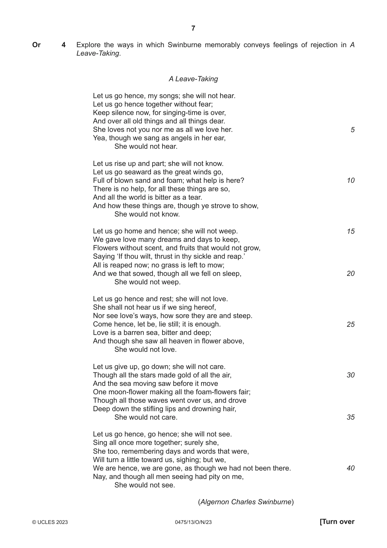 Cambridge IGCSE English - Literature in English 0475 2023 Oct/Nov Paper 1 · Variant 3 question paper, page 7 of 28