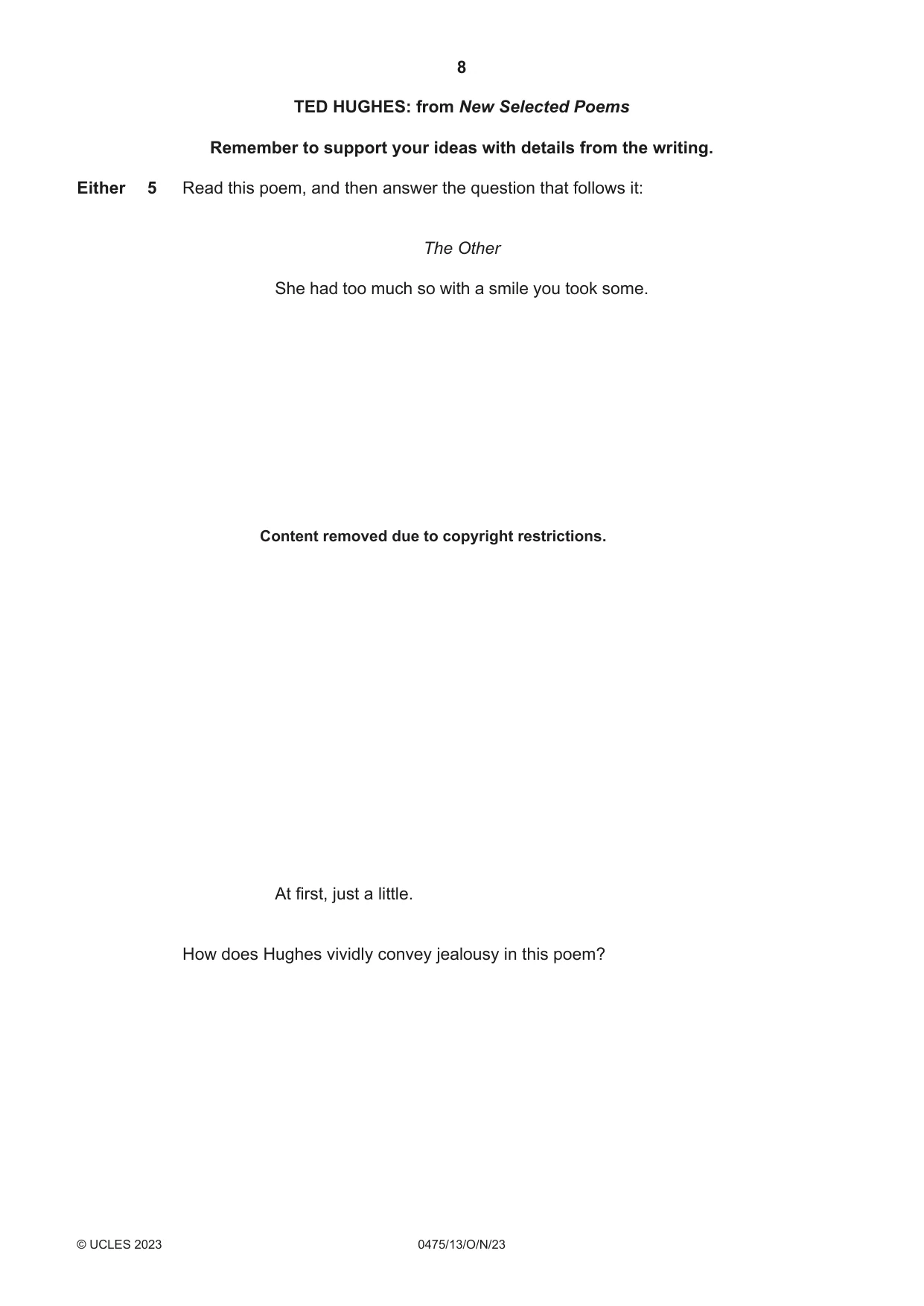 Cambridge IGCSE English - Literature in English 0475 2023 Oct/Nov Paper 1 · Variant 3 question paper, page 8 of 28