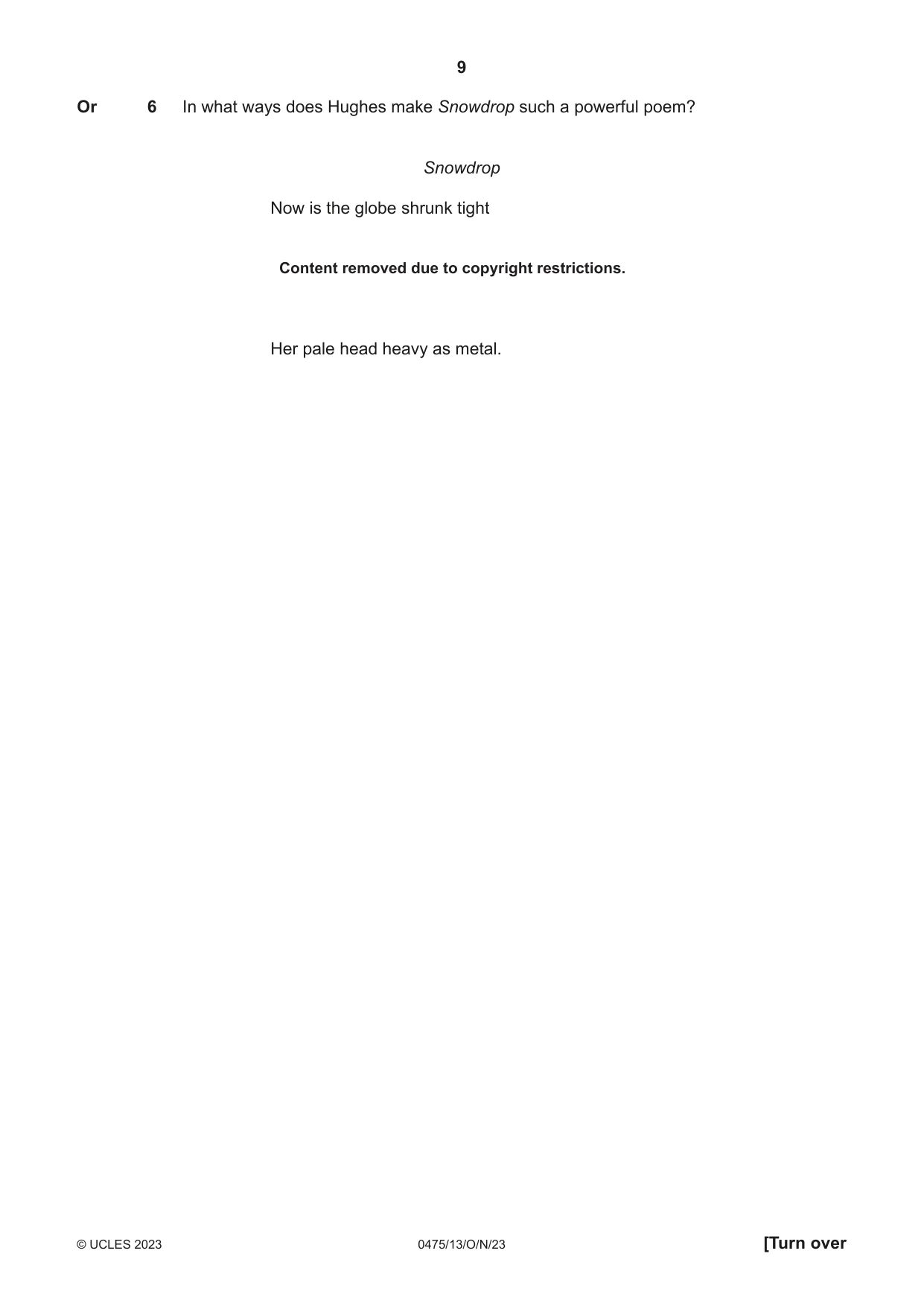 Cambridge IGCSE English - Literature in English 0475 2023 Oct/Nov Paper 1 · Variant 3 question paper, page 9 of 28