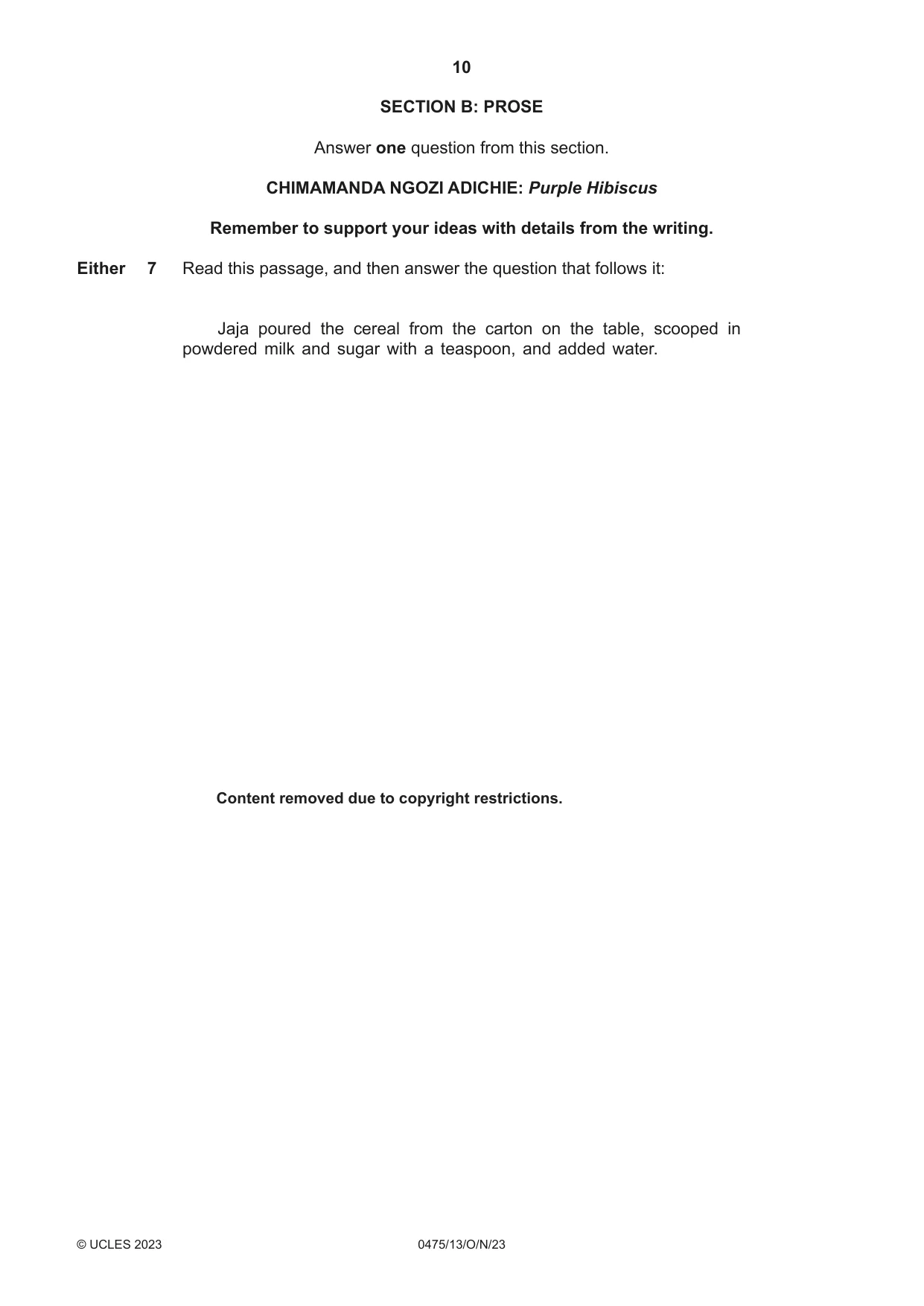 Cambridge IGCSE English - Literature in English 0475 2023 Oct/Nov Paper 1 · Variant 3 question paper, page 10 of 28