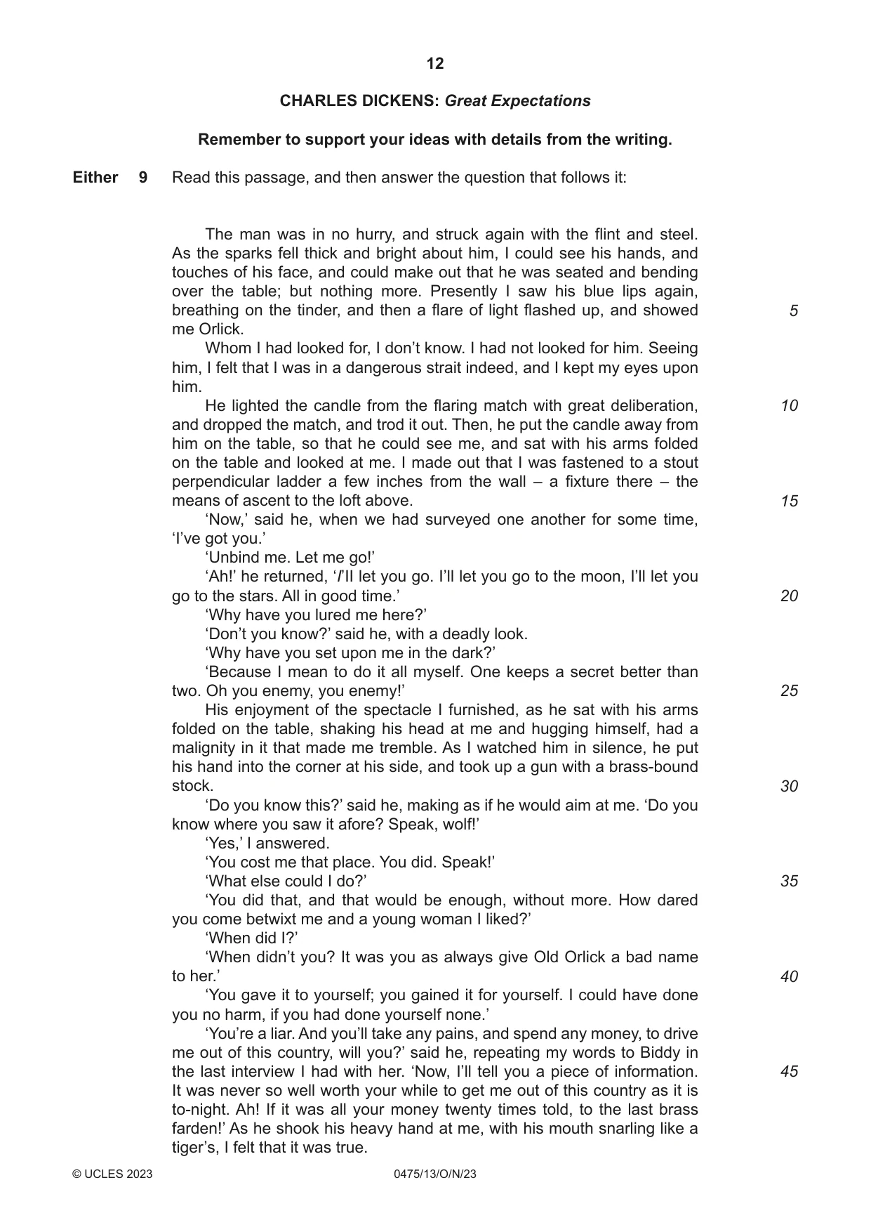 Cambridge IGCSE English - Literature in English 0475 2023 Oct/Nov Paper 1 · Variant 3 question paper, page 12 of 28