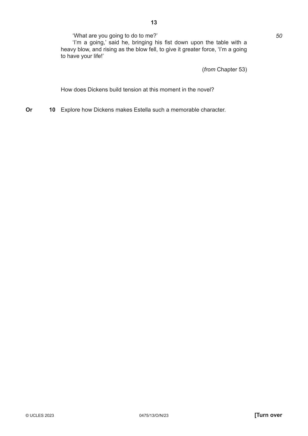Cambridge IGCSE English - Literature in English 0475 2023 Oct/Nov Paper 1 · Variant 3 question paper, page 13 of 28