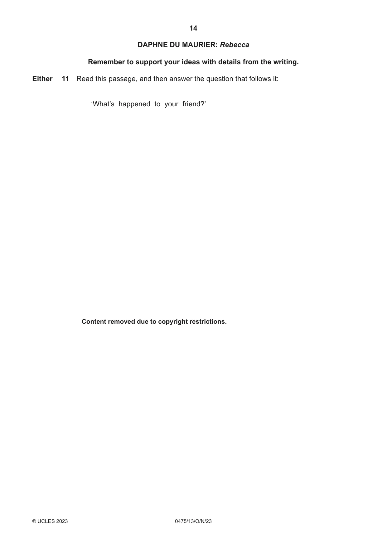 Cambridge IGCSE English - Literature in English 0475 2023 Oct/Nov Paper 1 · Variant 3 question paper, page 14 of 28