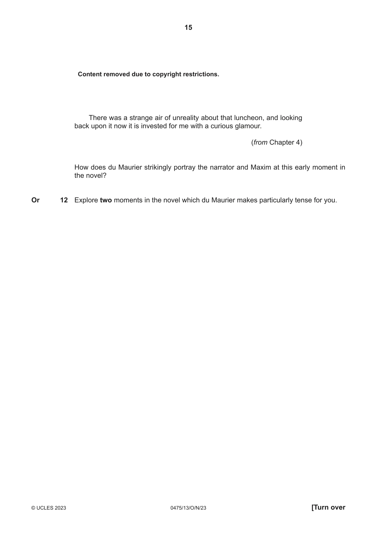 Cambridge IGCSE English - Literature in English 0475 2023 Oct/Nov Paper 1 · Variant 3 question paper, page 15 of 28