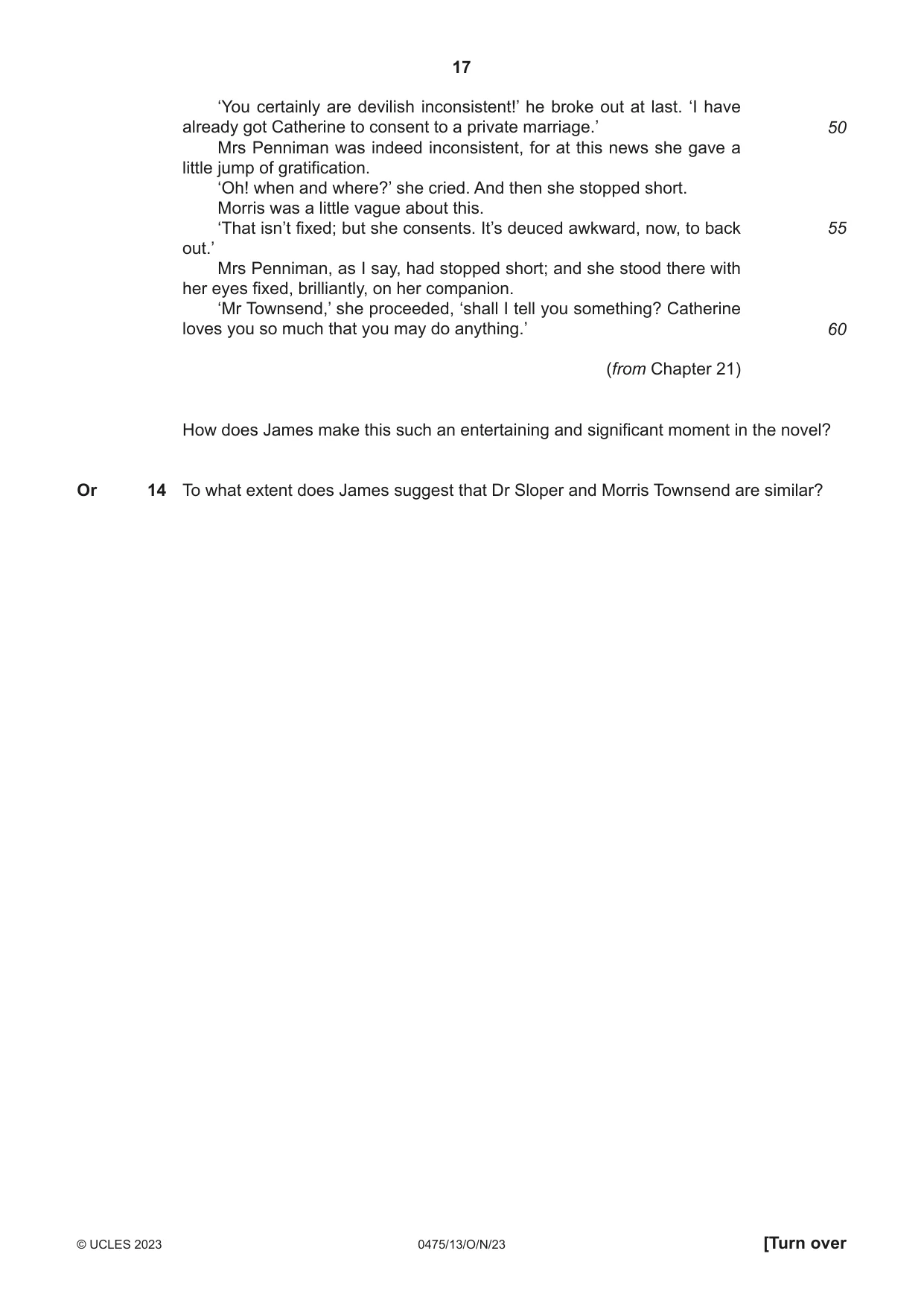 Cambridge IGCSE English - Literature in English 0475 2023 Oct/Nov Paper 1 · Variant 3 question paper, page 17 of 28