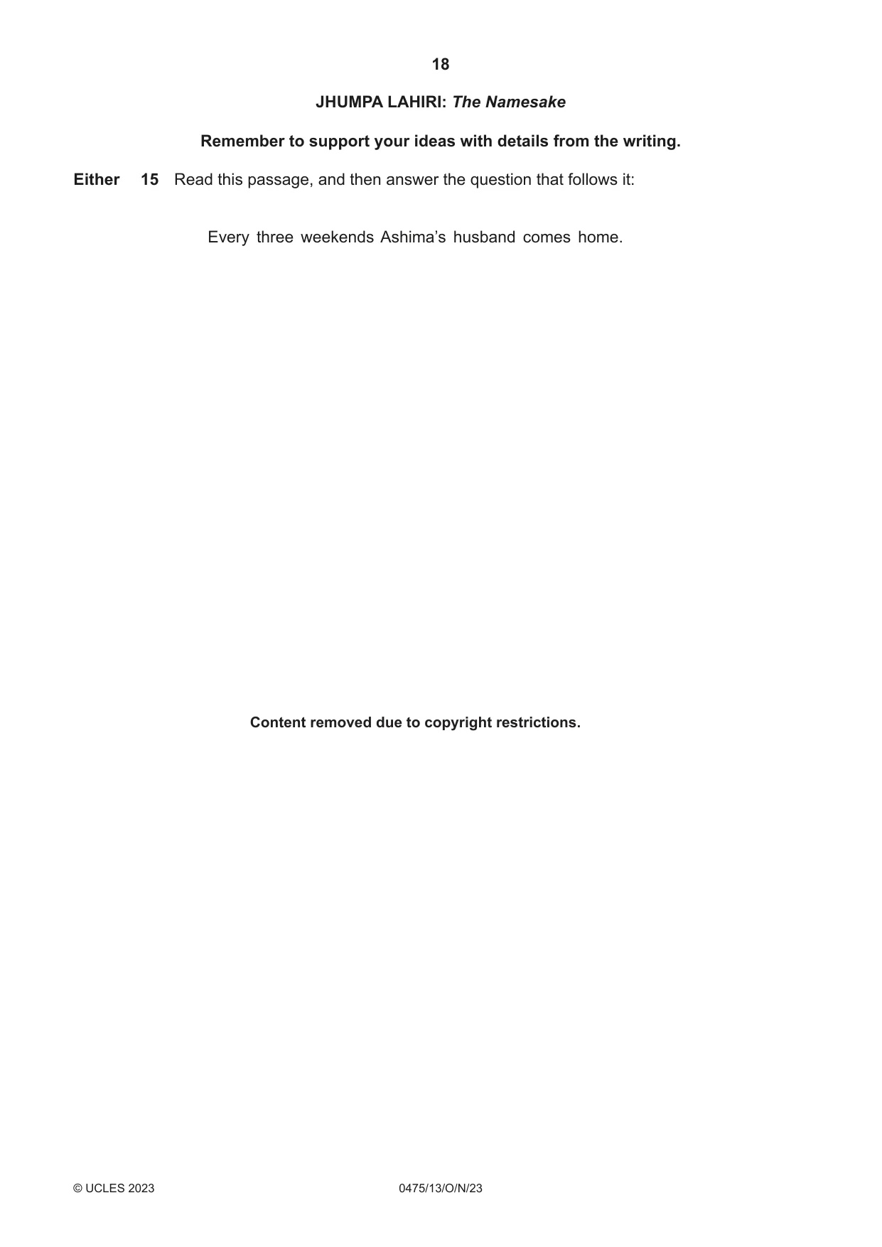 Cambridge IGCSE English - Literature in English 0475 2023 Oct/Nov Paper 1 · Variant 3 question paper, page 18 of 28