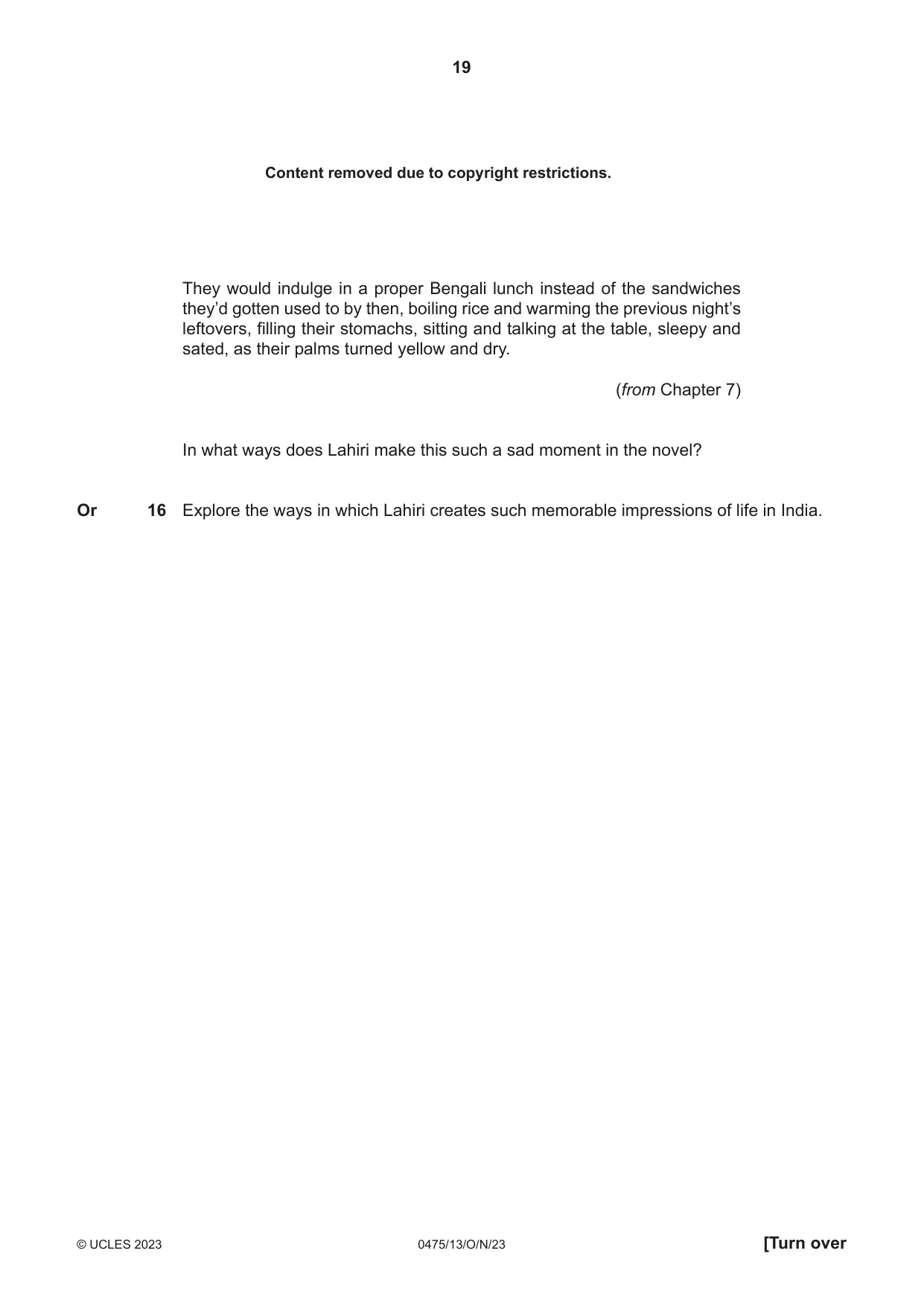 Cambridge IGCSE English - Literature in English 0475 2023 Oct/Nov Paper 1 · Variant 3 question paper, page 19 of 28