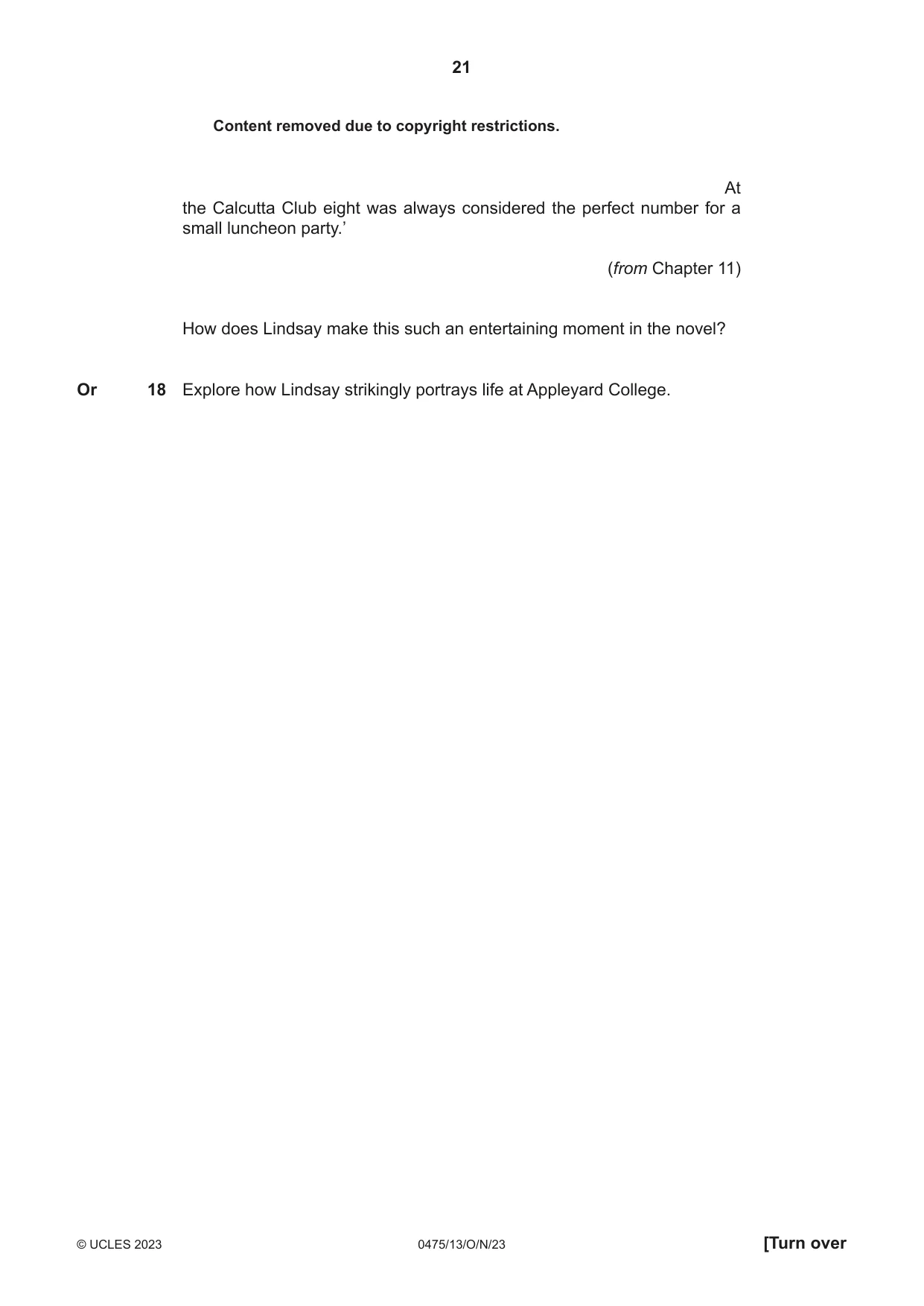 Cambridge IGCSE English - Literature in English 0475 2023 Oct/Nov Paper 1 · Variant 3 question paper, page 21 of 28