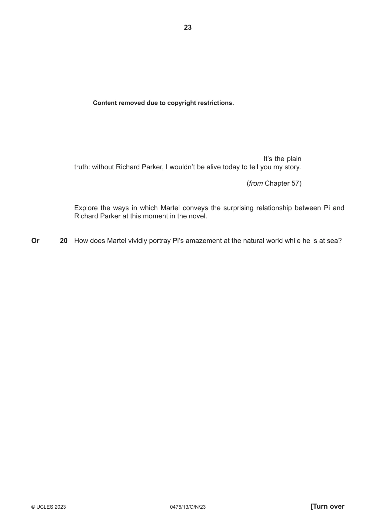 Cambridge IGCSE English - Literature in English 0475 2023 Oct/Nov Paper 1 · Variant 3 question paper, page 23 of 28