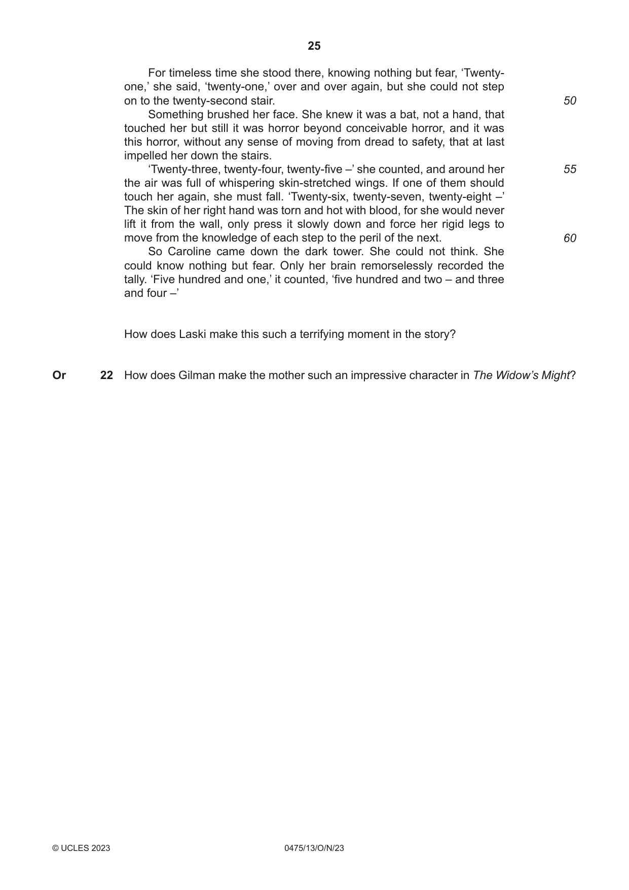 Cambridge IGCSE English - Literature in English 0475 2023 Oct/Nov Paper 1 · Variant 3 question paper, page 25 of 28