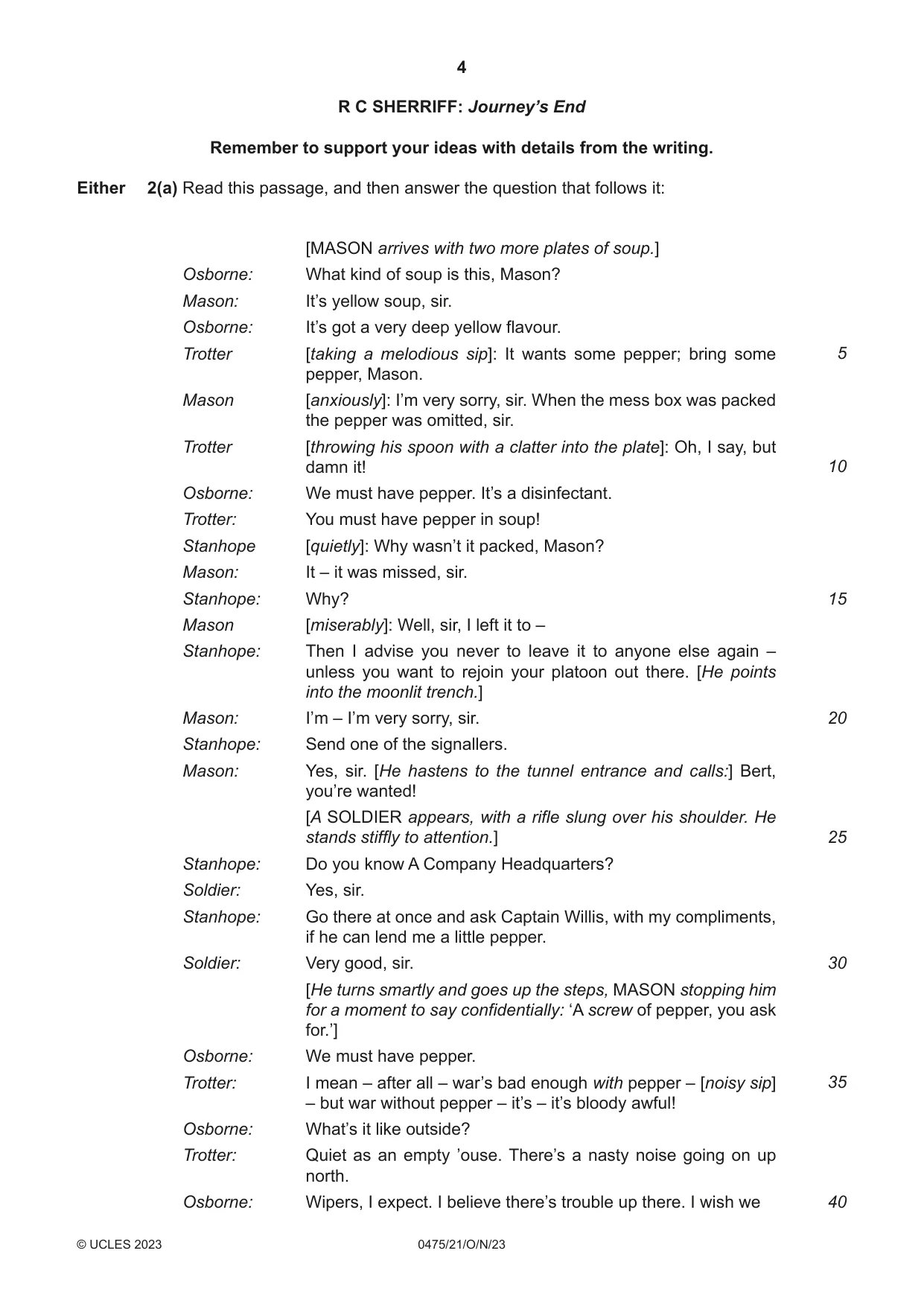 Cambridge IGCSE English - Literature in English 0475 2023 Oct/Nov Paper 2 · Variant 1 question paper, page 4 of 12