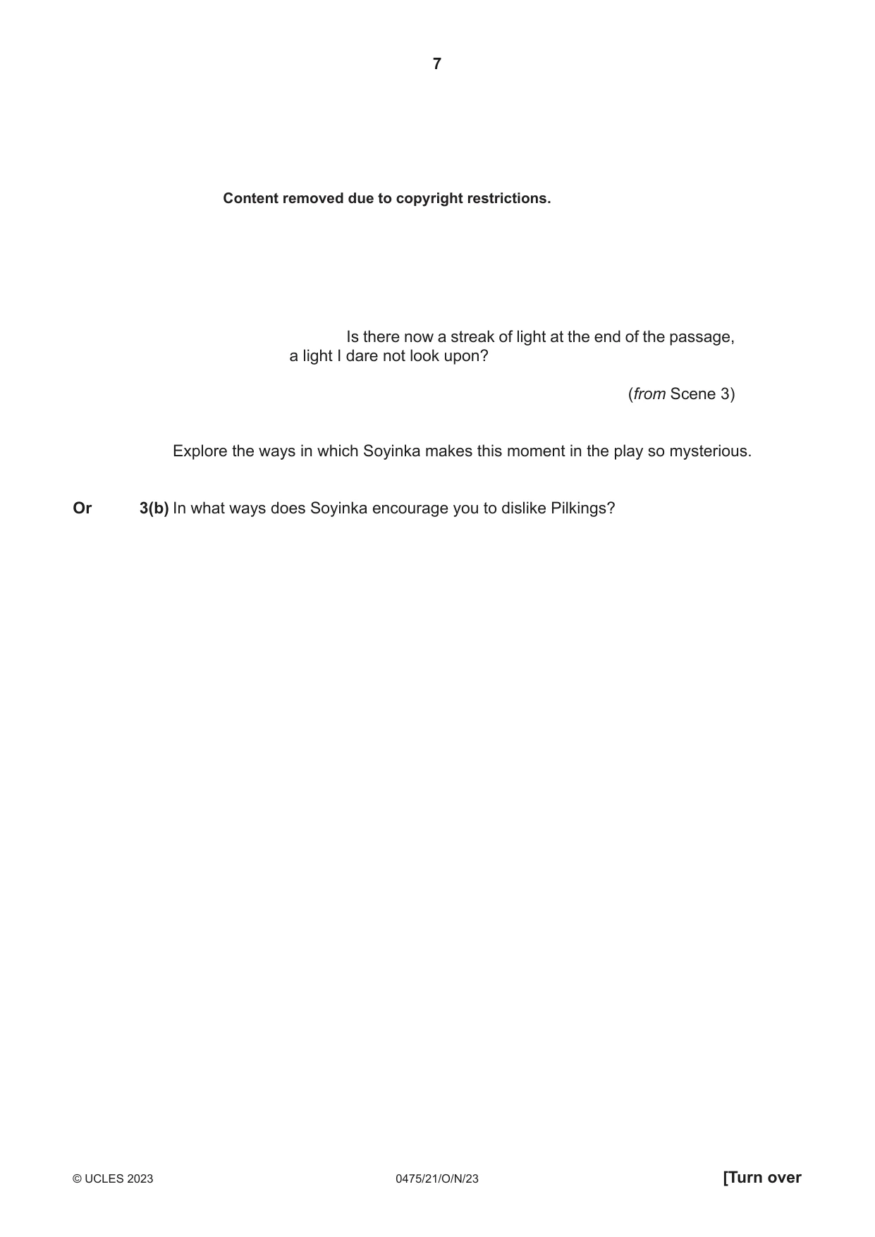Cambridge IGCSE English - Literature in English 0475 2023 Oct/Nov Paper 2 · Variant 1 question paper, page 7 of 12