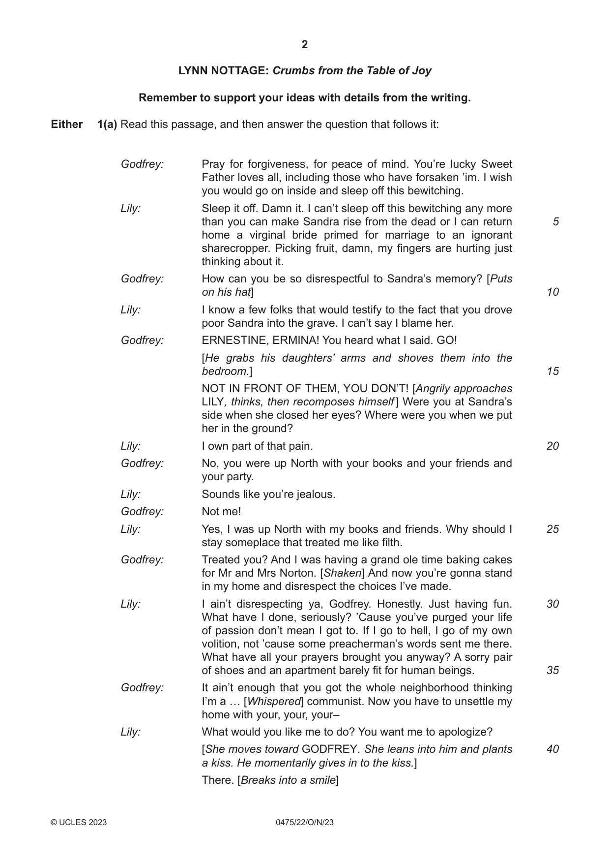Cambridge IGCSE English - Literature in English 0475 2023 Oct/Nov Paper 2 · Variant 2 question paper, page 2 of 12