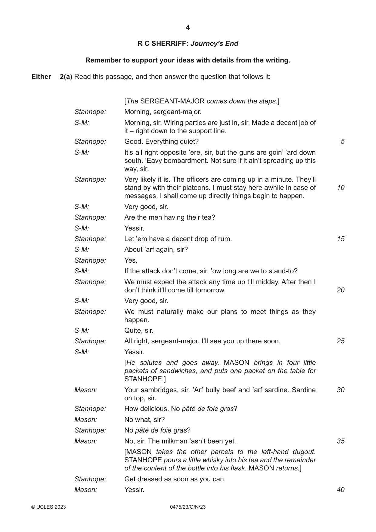 Cambridge IGCSE English - Literature in English 0475 2023 Oct/Nov Paper 2 · Variant 3 question paper, page 4 of 12