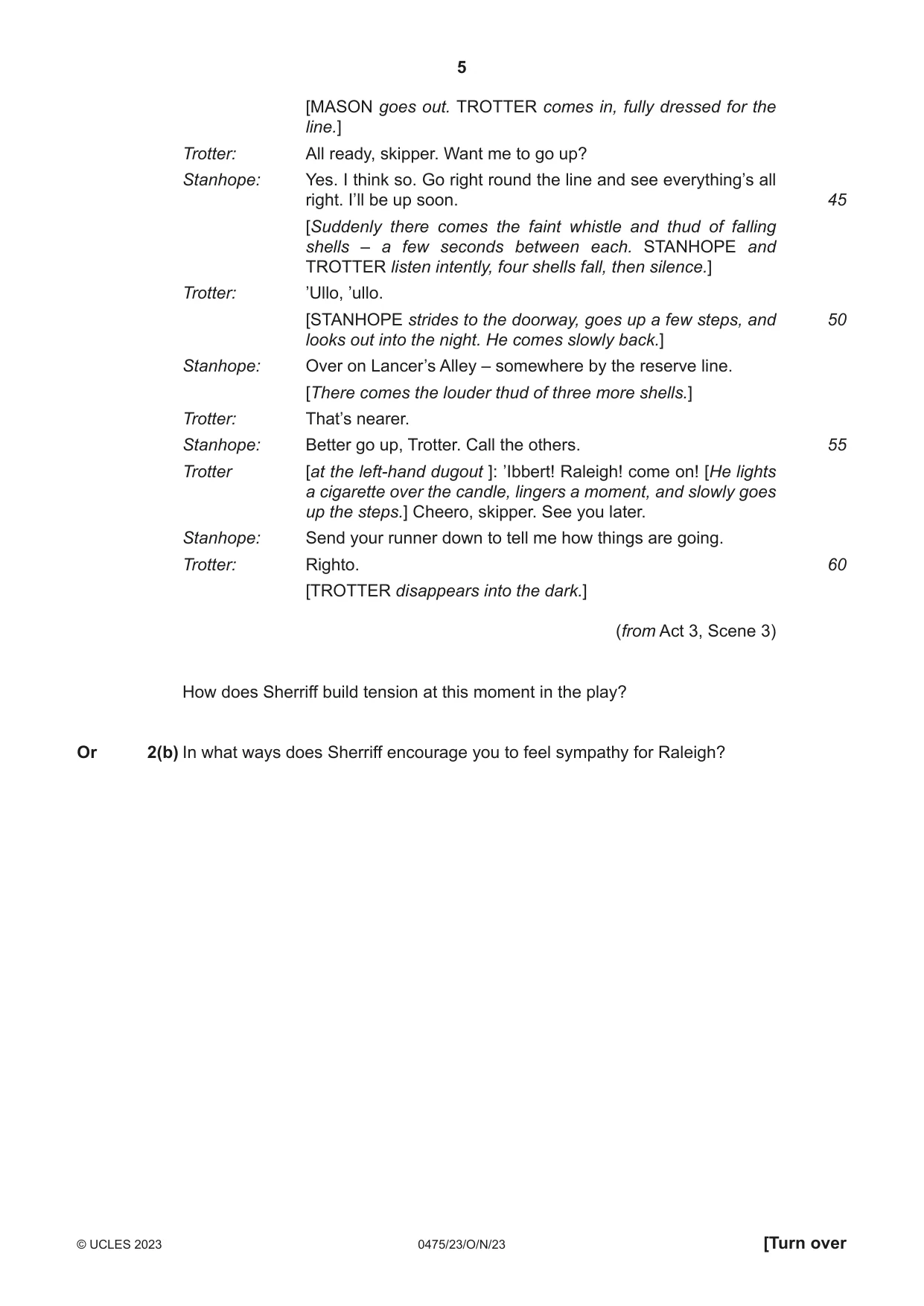Cambridge IGCSE English - Literature in English 0475 2023 Oct/Nov Paper 2 · Variant 3 question paper, page 5 of 12
