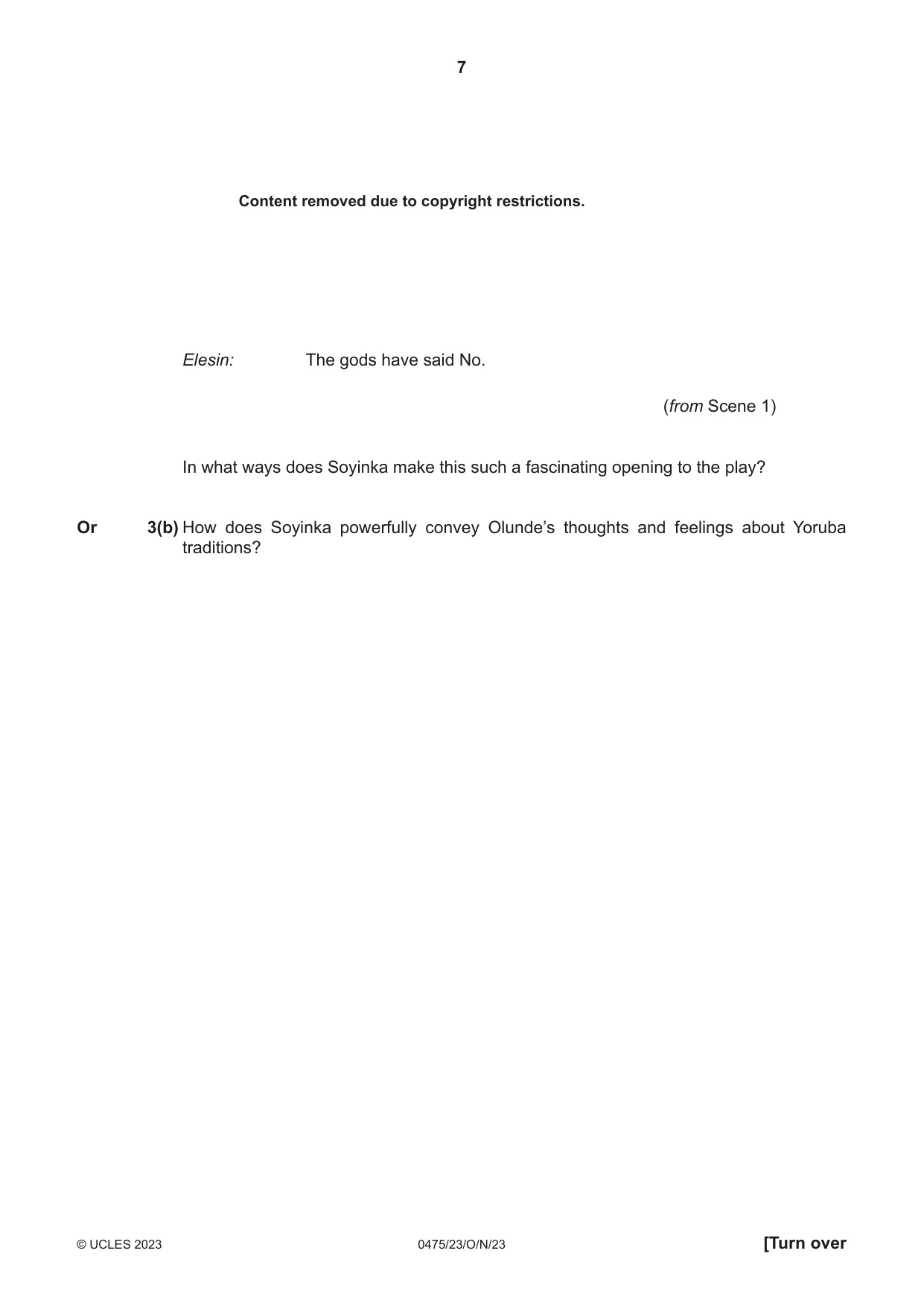 Cambridge IGCSE English - Literature in English 0475 2023 Oct/Nov Paper 2 · Variant 3 question paper, page 7 of 12