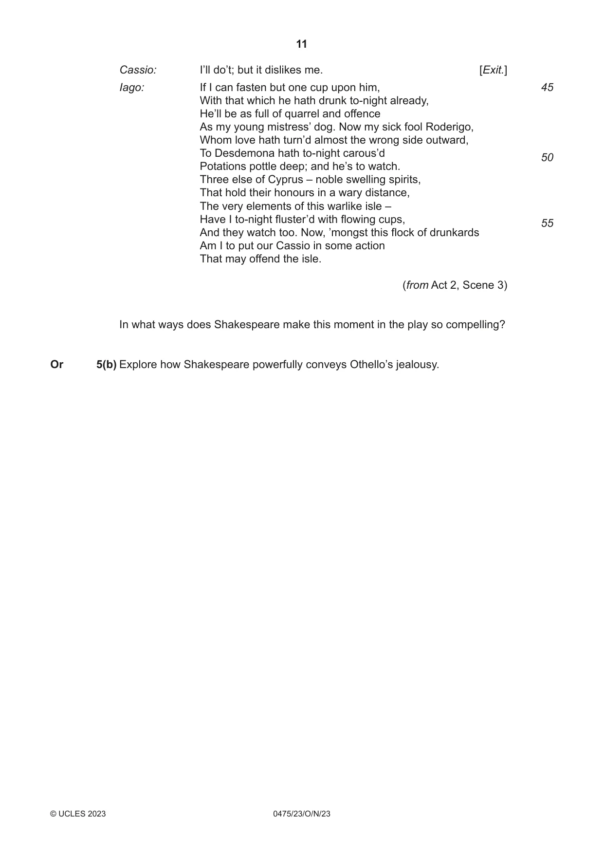 Cambridge IGCSE English - Literature in English 0475 2023 Oct/Nov Paper 2 · Variant 3 question paper, page 11 of 12