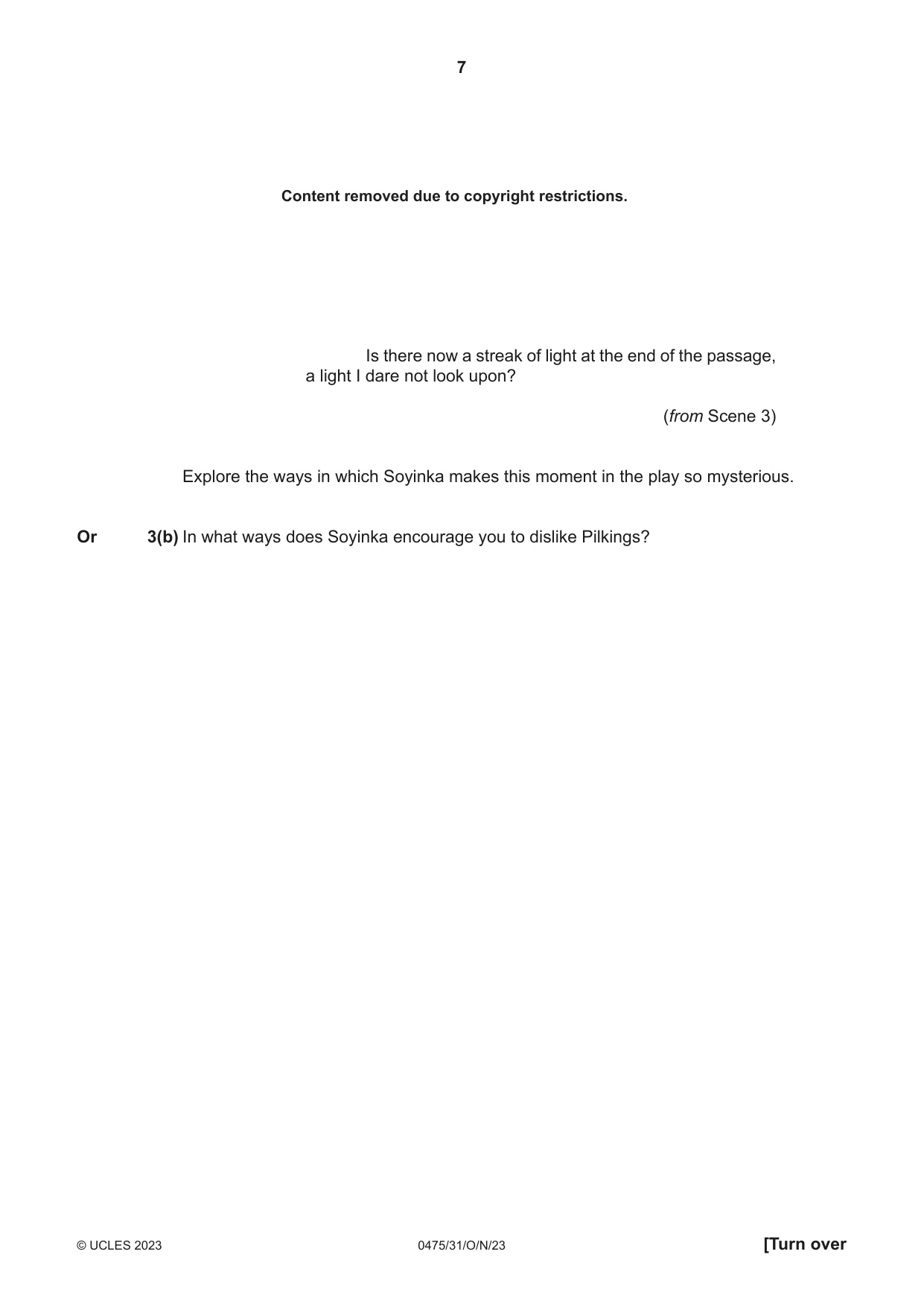 Cambridge IGCSE English - Literature in English 0475 2023 Oct/Nov Paper 3 · Variant 1 question paper, page 7 of 12