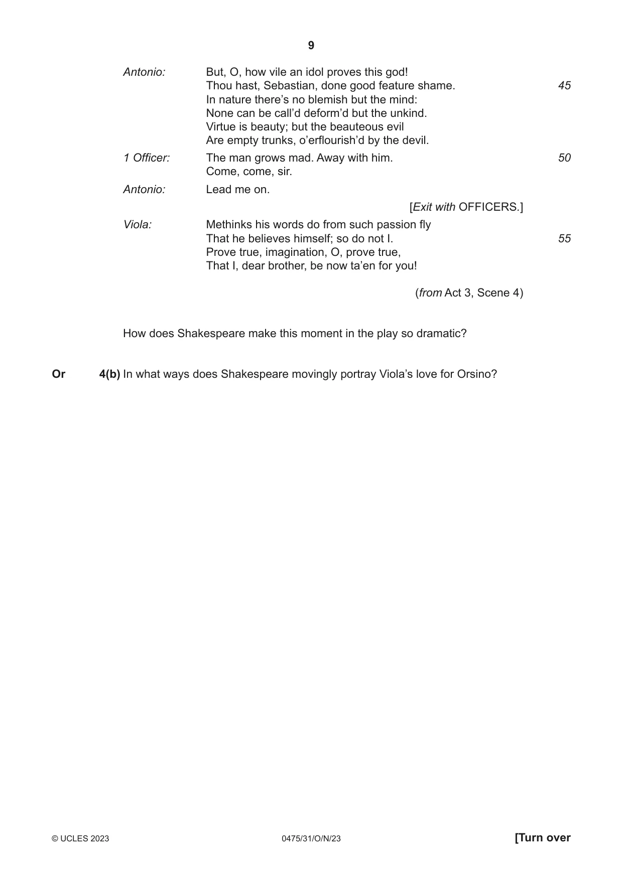 Cambridge IGCSE English - Literature in English 0475 2023 Oct/Nov Paper 3 · Variant 1 question paper, page 9 of 12