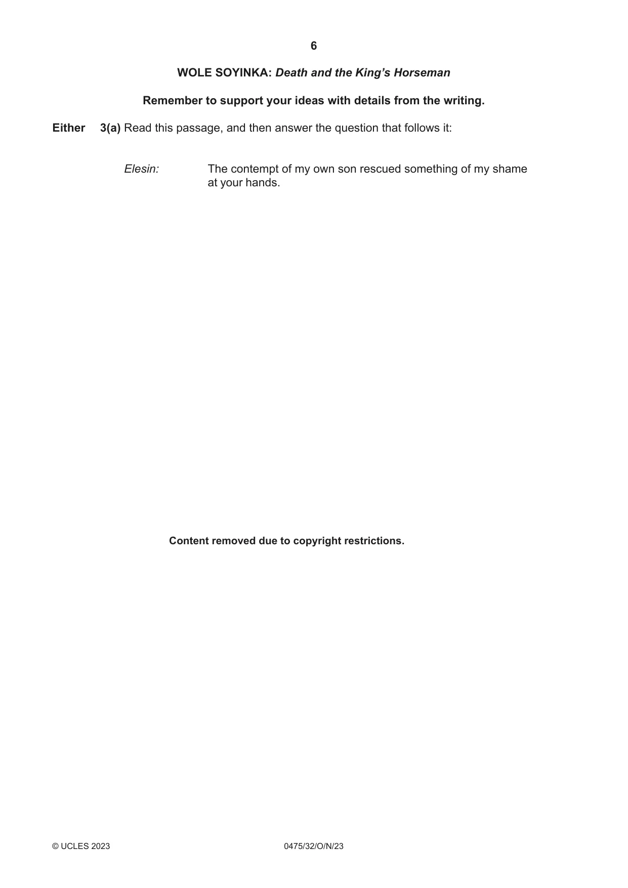 Cambridge IGCSE English - Literature in English 0475 2023 Oct/Nov Paper 3 · Variant 2 question paper, page 6 of 12