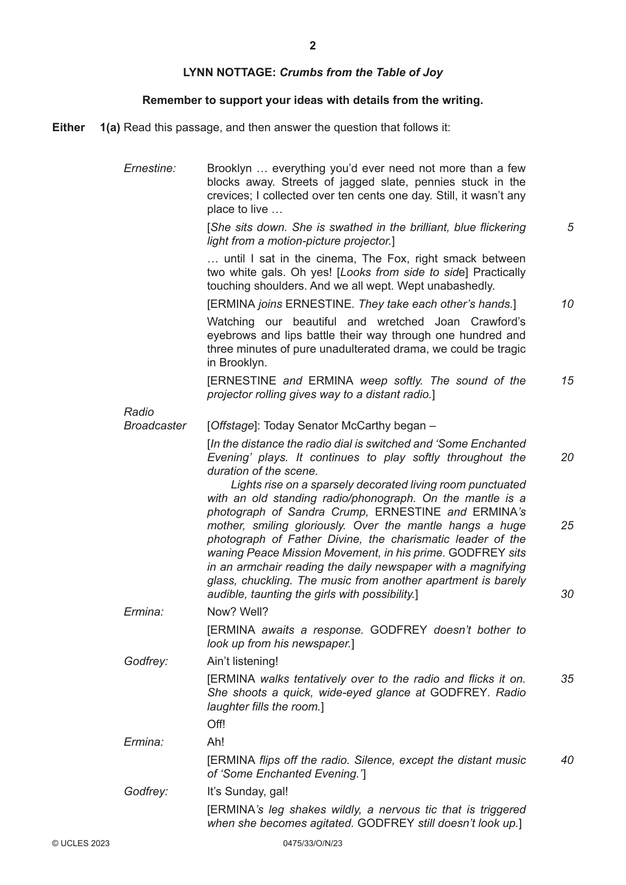 Cambridge IGCSE English - Literature in English 0475 2023 Oct/Nov Paper 3 · Variant 3 question paper, page 2 of 12