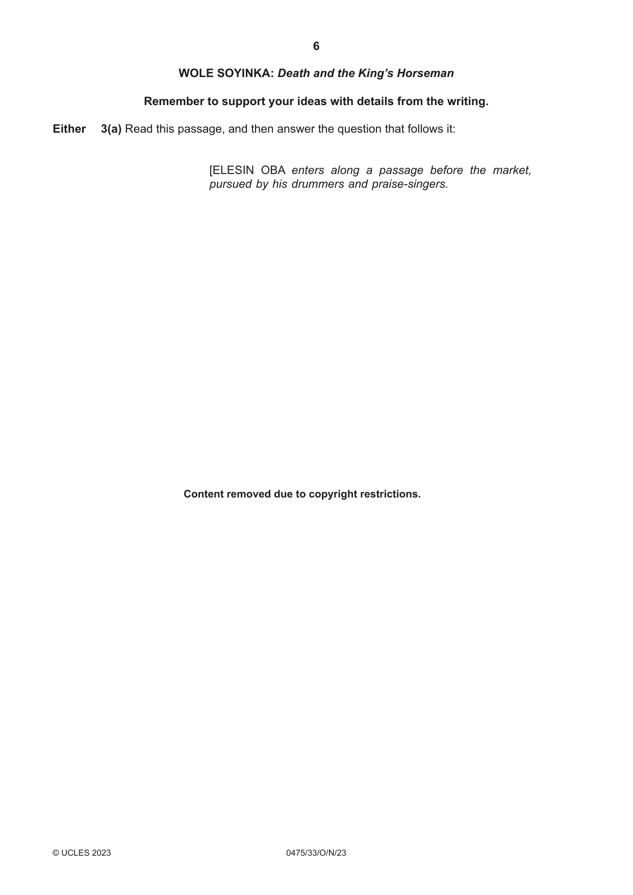 Cambridge IGCSE English - Literature in English 0475 2023 Oct/Nov Paper 3 · Variant 3 question paper, page 6 of 12