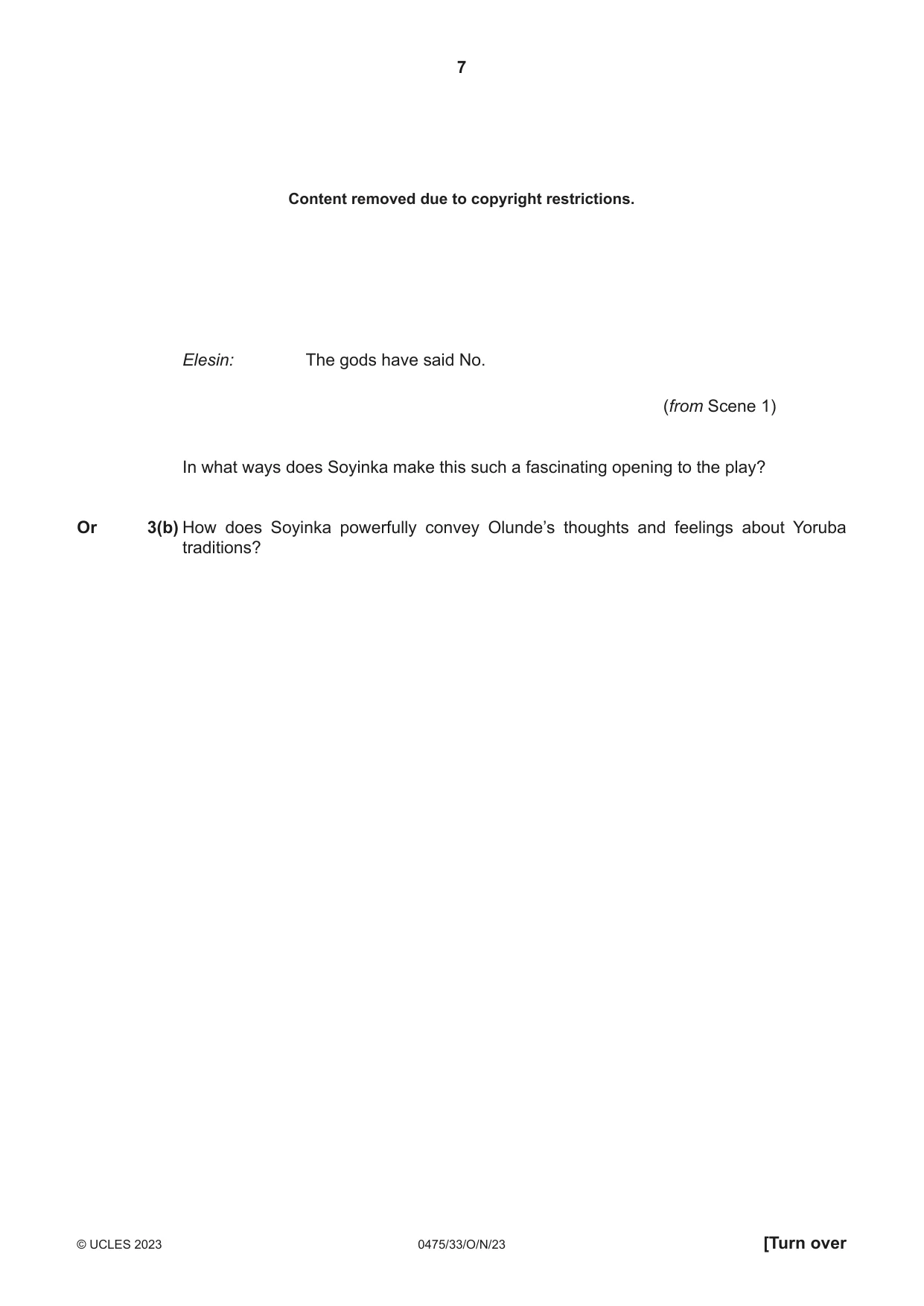 Cambridge IGCSE English - Literature in English 0475 2023 Oct/Nov Paper 3 · Variant 3 question paper, page 7 of 12
