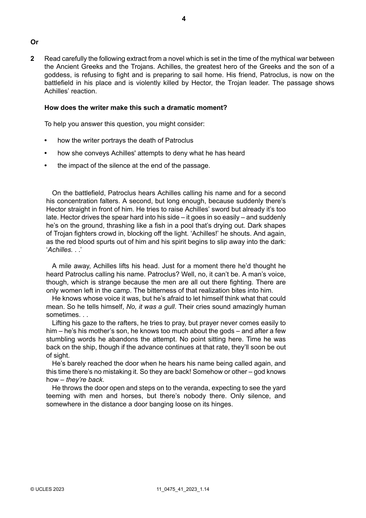 Cambridge IGCSE English - Literature in English 0475 2023 Oct/Nov Paper 4 · Variant 1 question paper, page 4 of 8