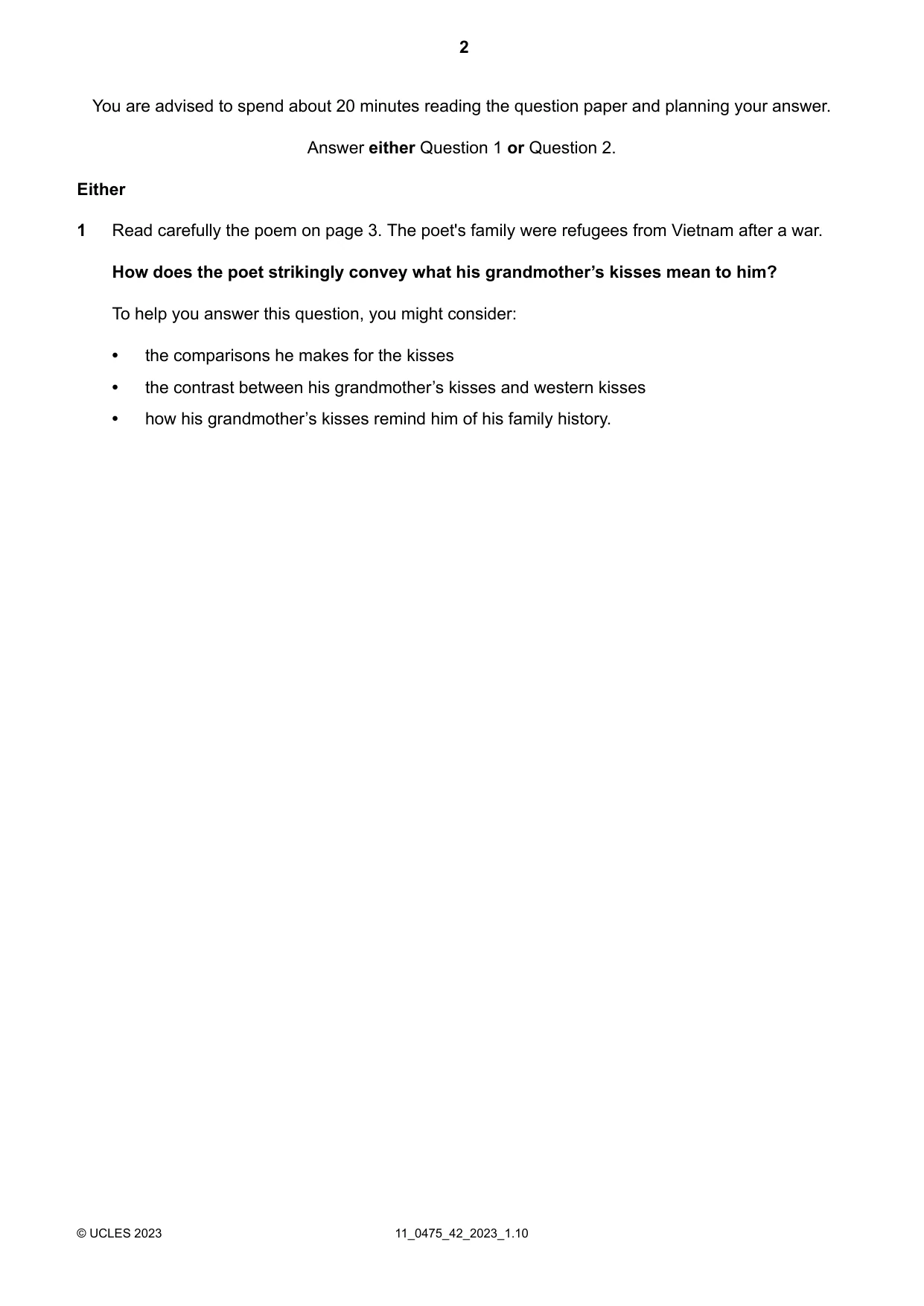 Cambridge IGCSE English - Literature in English 0475 2023 Oct/Nov Paper 4 · Variant 2 question paper, page 2 of 8