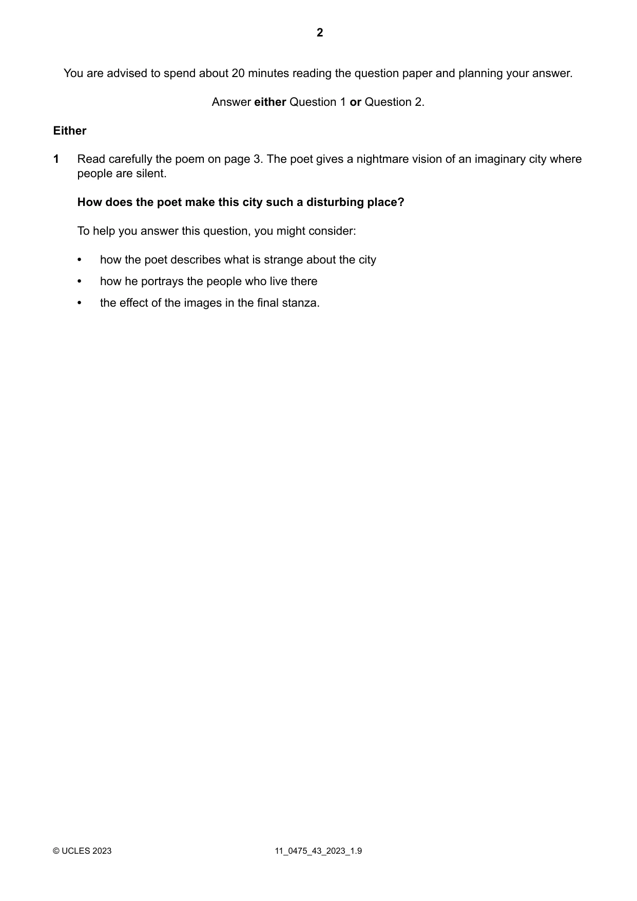 Cambridge IGCSE English - Literature in English 0475 2023 Oct/Nov Paper 4 · Variant 3 question paper, page 2 of 8