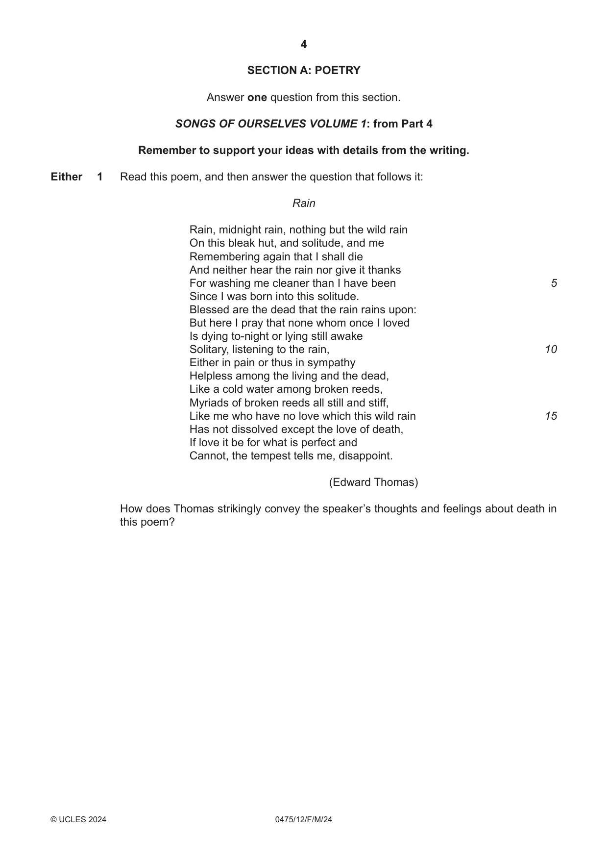 Cambridge IGCSE English - Literature in English 0475 2024 Feb/March Paper 1 · Variant 2 question paper, page 4 of 28