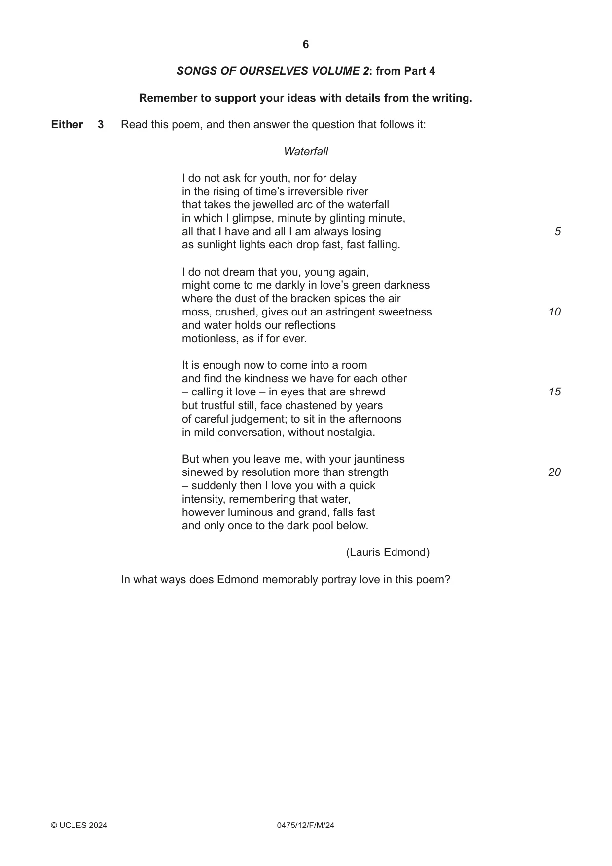 Cambridge IGCSE English - Literature in English 0475 2024 Feb/March Paper 1 · Variant 2 question paper, page 6 of 28
