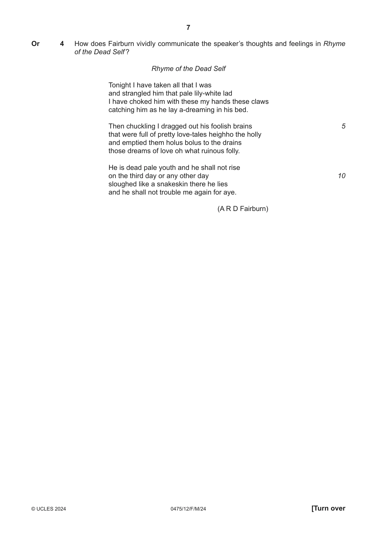 Cambridge IGCSE English - Literature in English 0475 2024 Feb/March Paper 1 · Variant 2 question paper, page 7 of 28