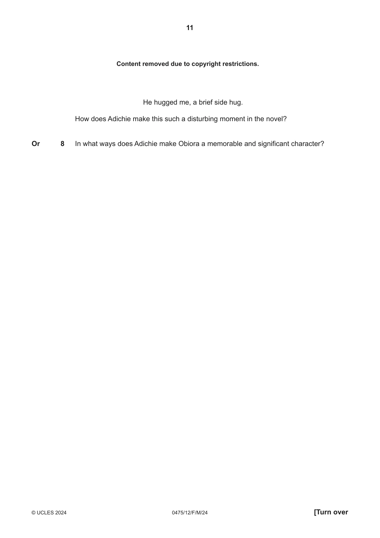 Cambridge IGCSE English - Literature in English 0475 2024 Feb/March Paper 1 · Variant 2 question paper, page 11 of 28