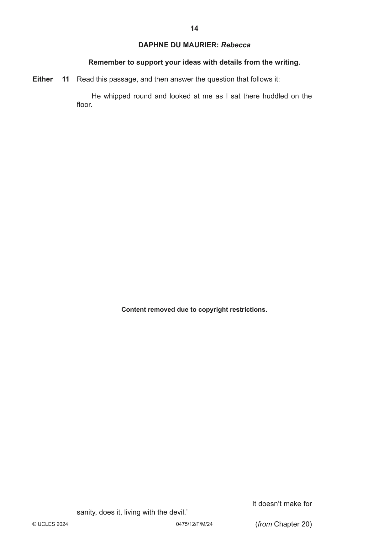 Cambridge IGCSE English - Literature in English 0475 2024 Feb/March Paper 1 · Variant 2 question paper, page 14 of 28