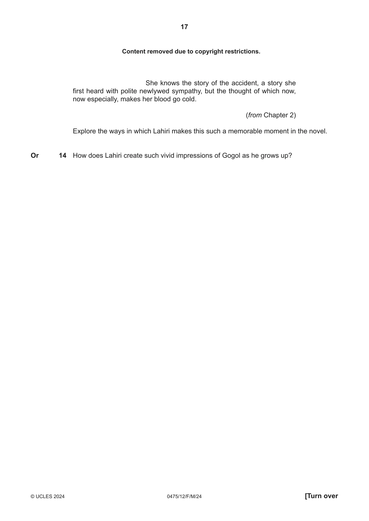Cambridge IGCSE English - Literature in English 0475 2024 Feb/March Paper 1 · Variant 2 question paper, page 17 of 28