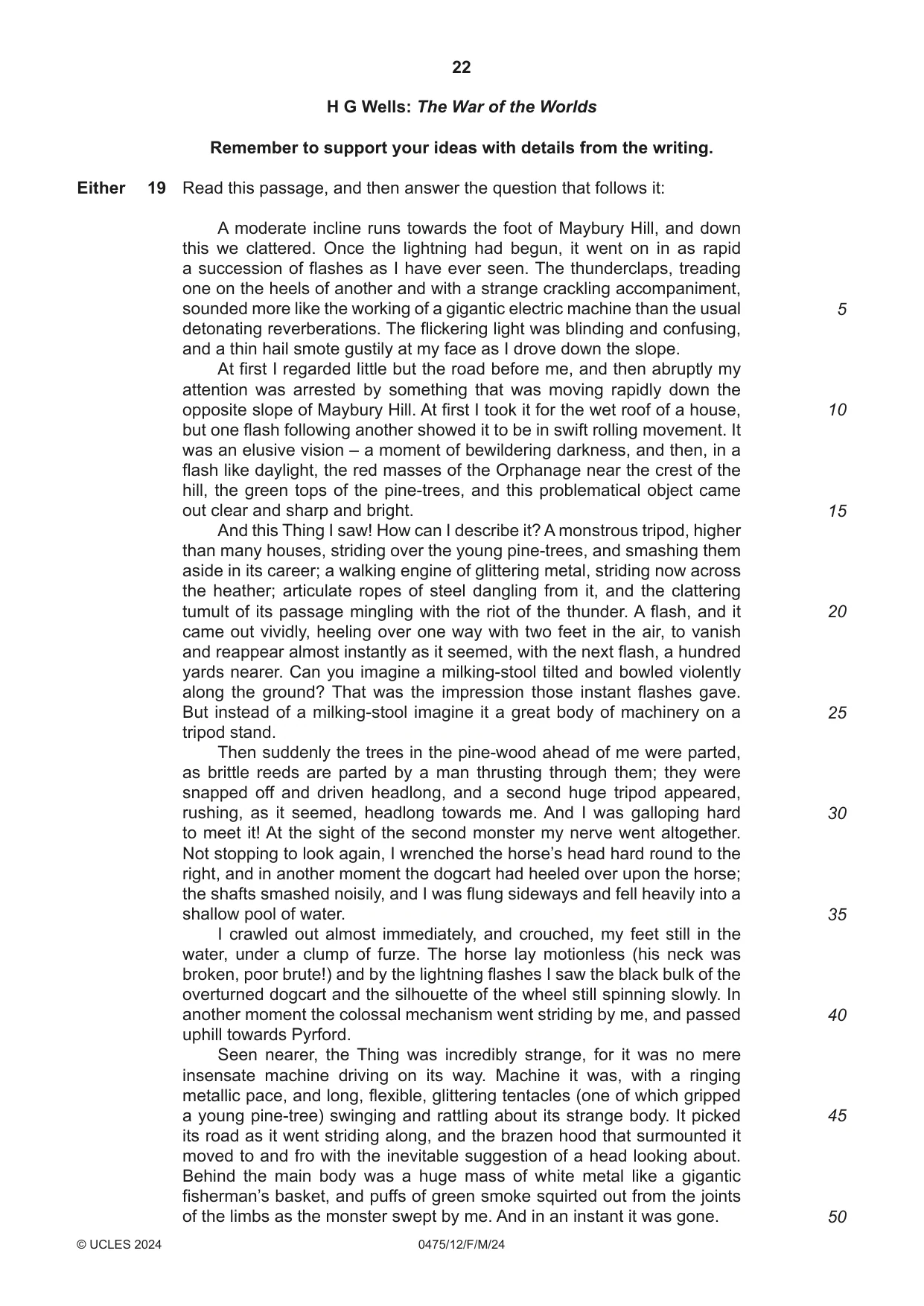 Cambridge IGCSE English - Literature in English 0475 2024 Feb/March Paper 1 · Variant 2 question paper, page 22 of 28