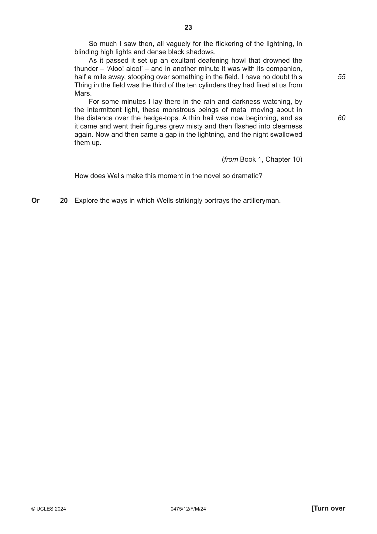 Cambridge IGCSE English - Literature in English 0475 2024 Feb/March Paper 1 · Variant 2 question paper, page 23 of 28