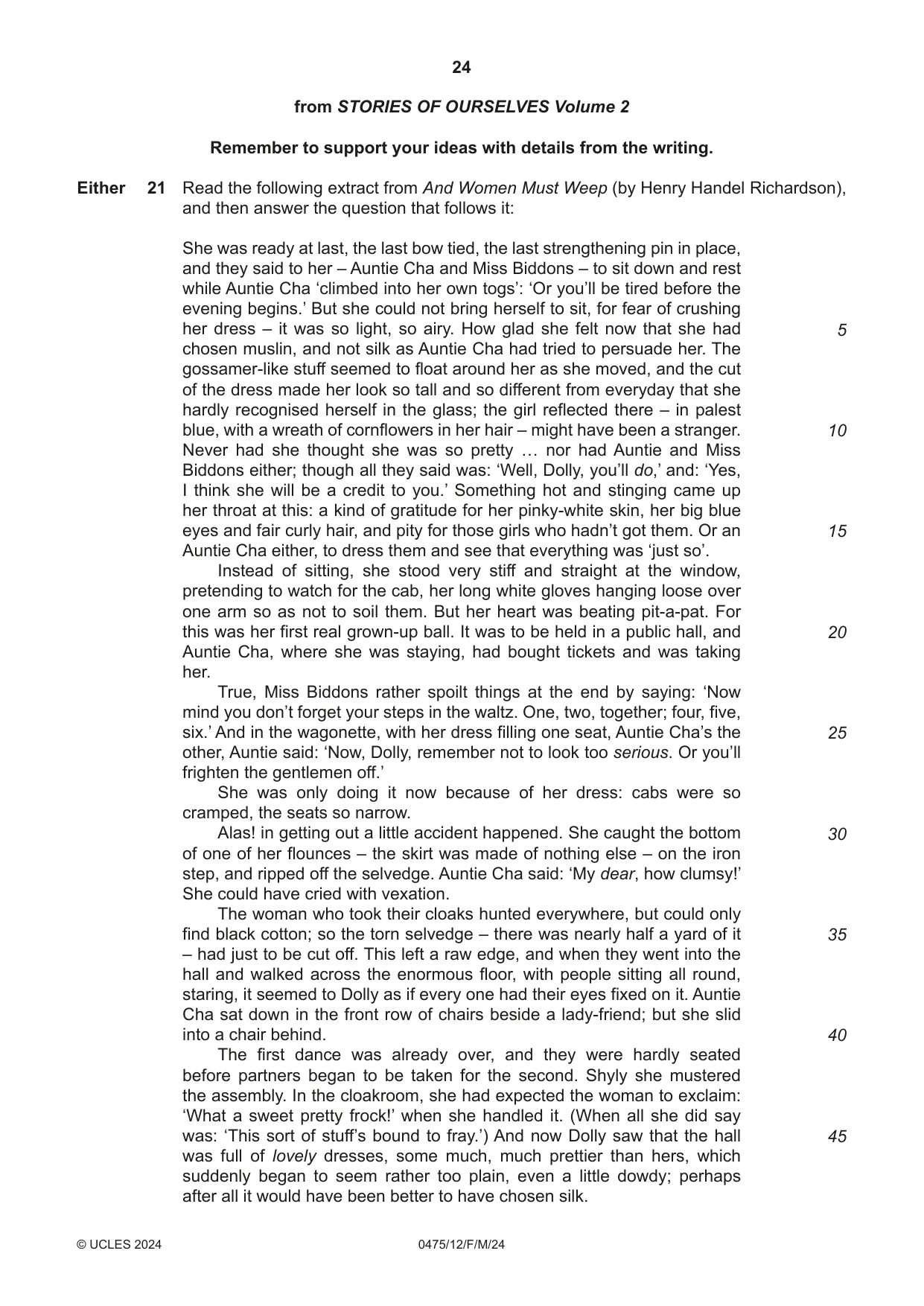 Cambridge IGCSE English - Literature in English 0475 2024 Feb/March Paper 1 · Variant 2 question paper, page 24 of 28