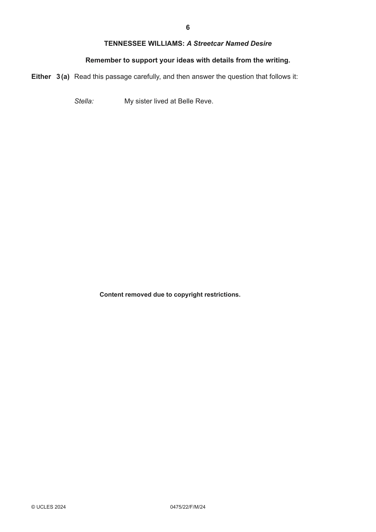 Cambridge IGCSE English - Literature in English 0475 2024 Feb/March Paper 2 · Variant 2 question paper, page 6 of 12