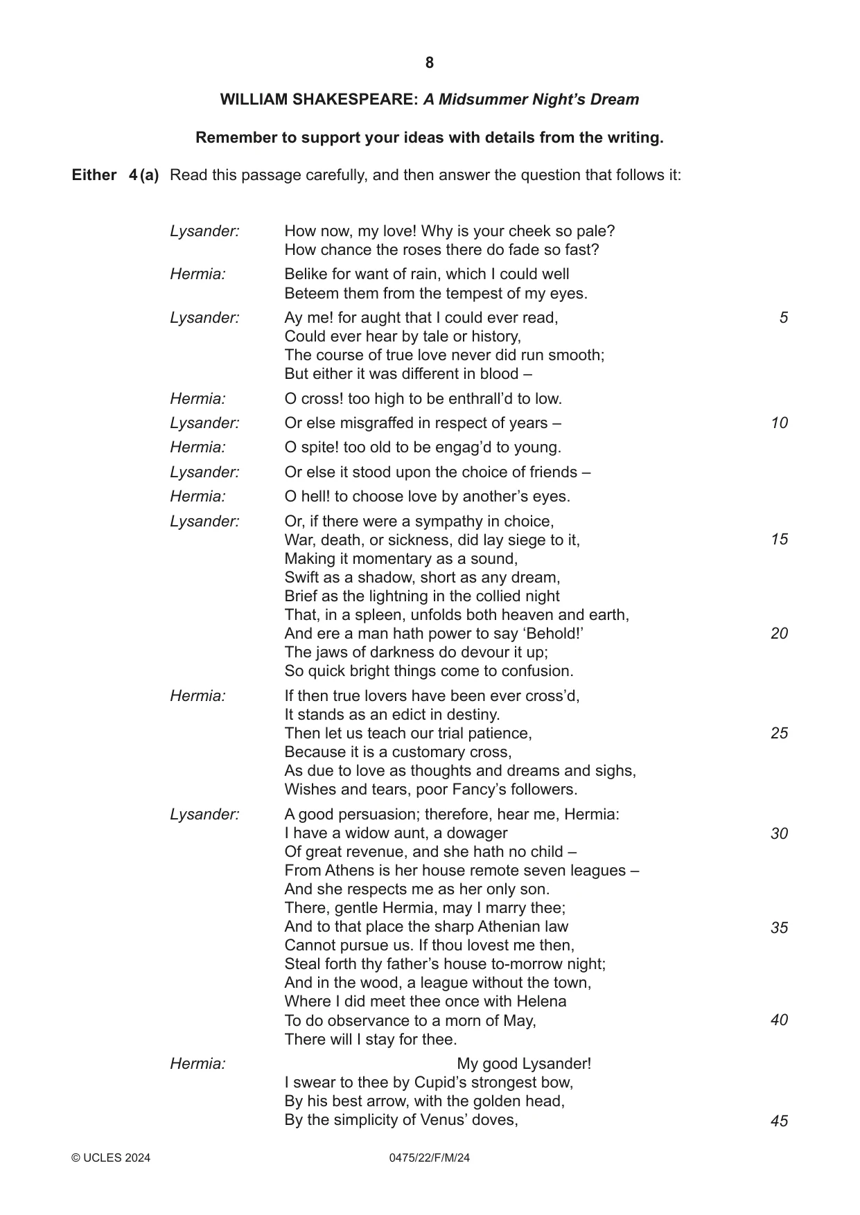 Cambridge IGCSE English - Literature in English 0475 2024 Feb/March Paper 2 · Variant 2 question paper, page 8 of 12