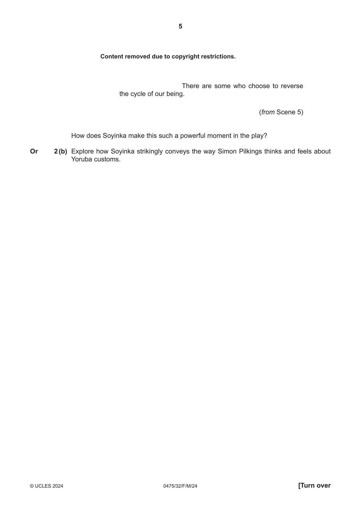 Cambridge IGCSE English - Literature in English 0475 2024 Feb/March Paper 3 · Variant 2 question paper, page 5 of 12