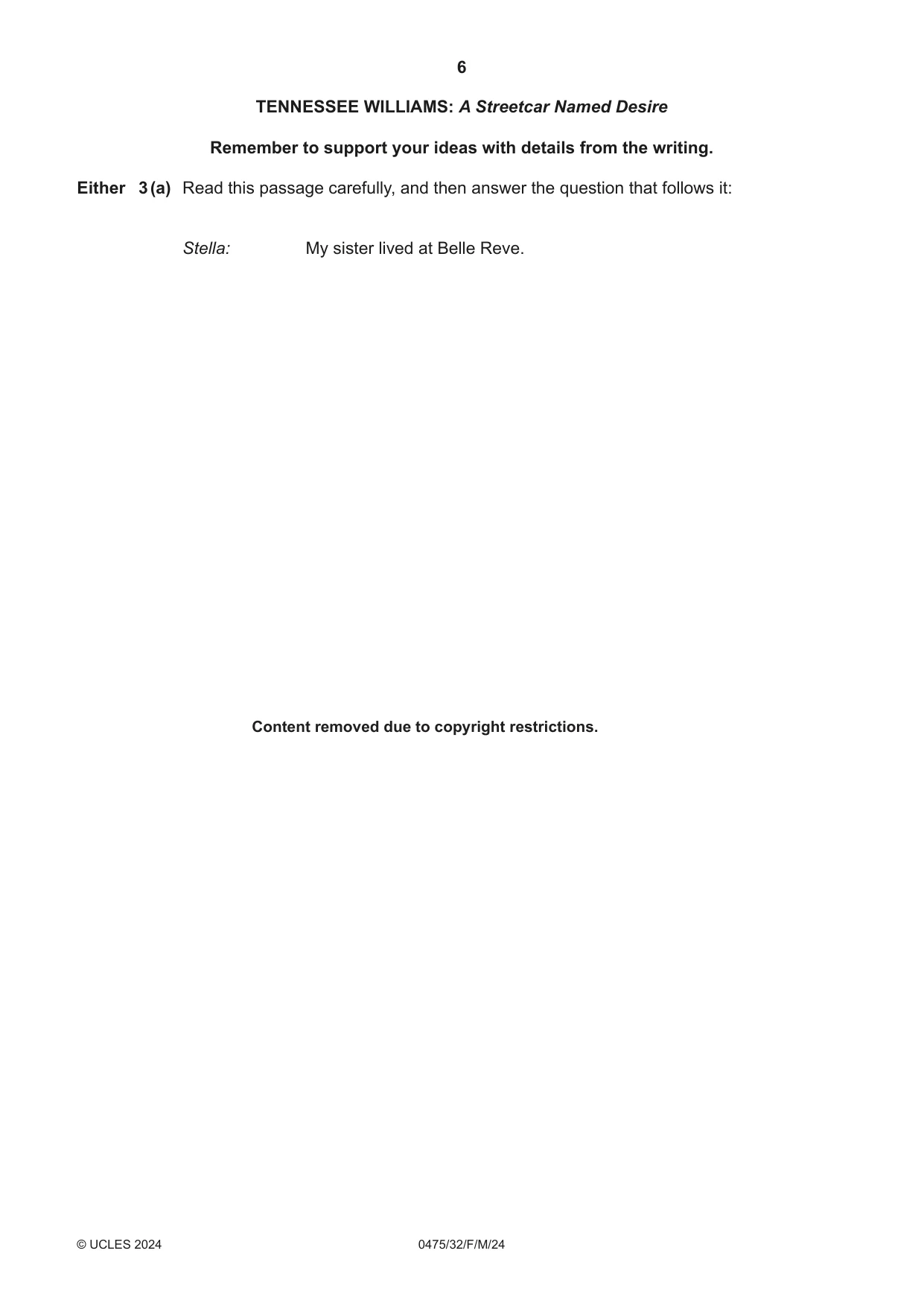 Cambridge IGCSE English - Literature in English 0475 2024 Feb/March Paper 3 · Variant 2 question paper, page 6 of 12
