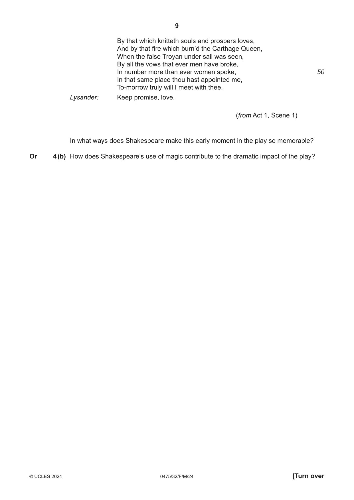 Cambridge IGCSE English - Literature in English 0475 2024 Feb/March Paper 3 · Variant 2 question paper, page 9 of 12