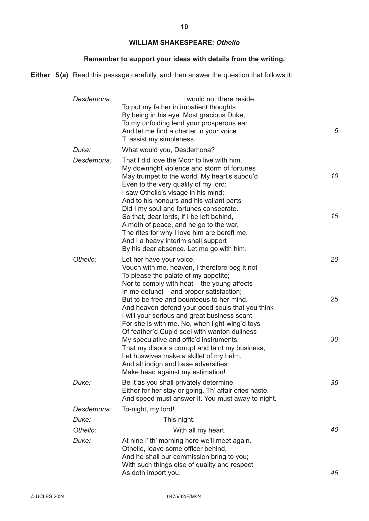 Cambridge IGCSE English - Literature in English 0475 2024 Feb/March Paper 3 · Variant 2 question paper, page 10 of 12