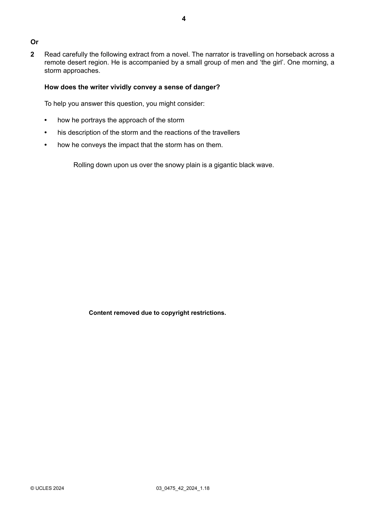 Cambridge IGCSE English - Literature in English 0475 2024 Feb/March Paper 4 · Variant 2 question paper, page 4 of 8
