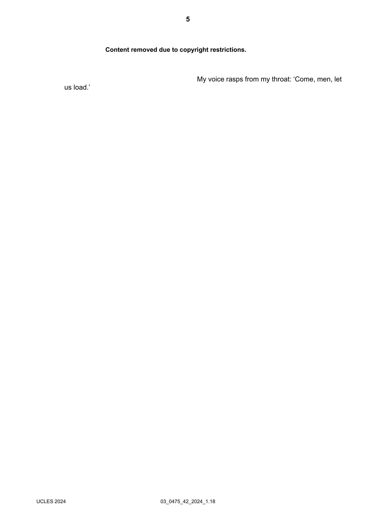 Cambridge IGCSE English - Literature in English 0475 2024 Feb/March Paper 4 · Variant 2 question paper, page 5 of 8