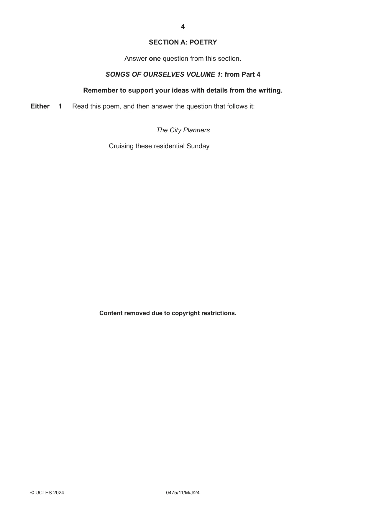 Cambridge IGCSE English - Literature in English 0475 2024 May/June Paper 1 · Variant 1 question paper, page 4 of 32