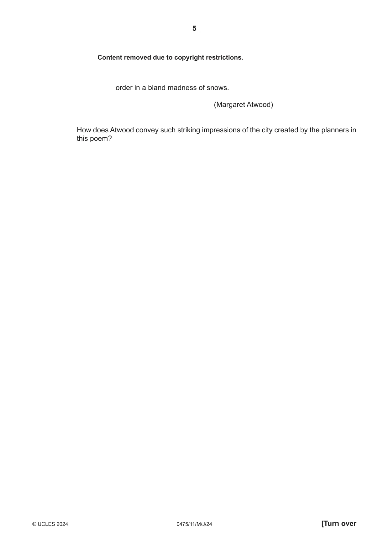 Cambridge IGCSE English - Literature in English 0475 2024 May/June Paper 1 · Variant 1 question paper, page 5 of 32